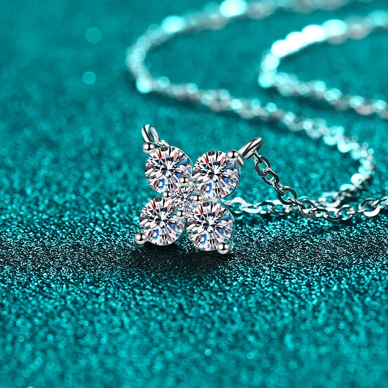 1.26 Carat Moissanite 925 Sterling Silver Geometric Shape Pendant Necklace - Image 2
