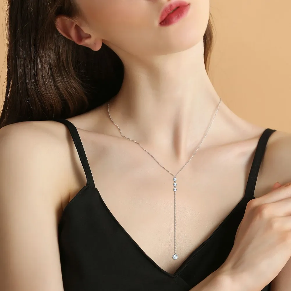 1.3 Carat Moissanite 925 Sterling Silver Drop Necklace - Image 2