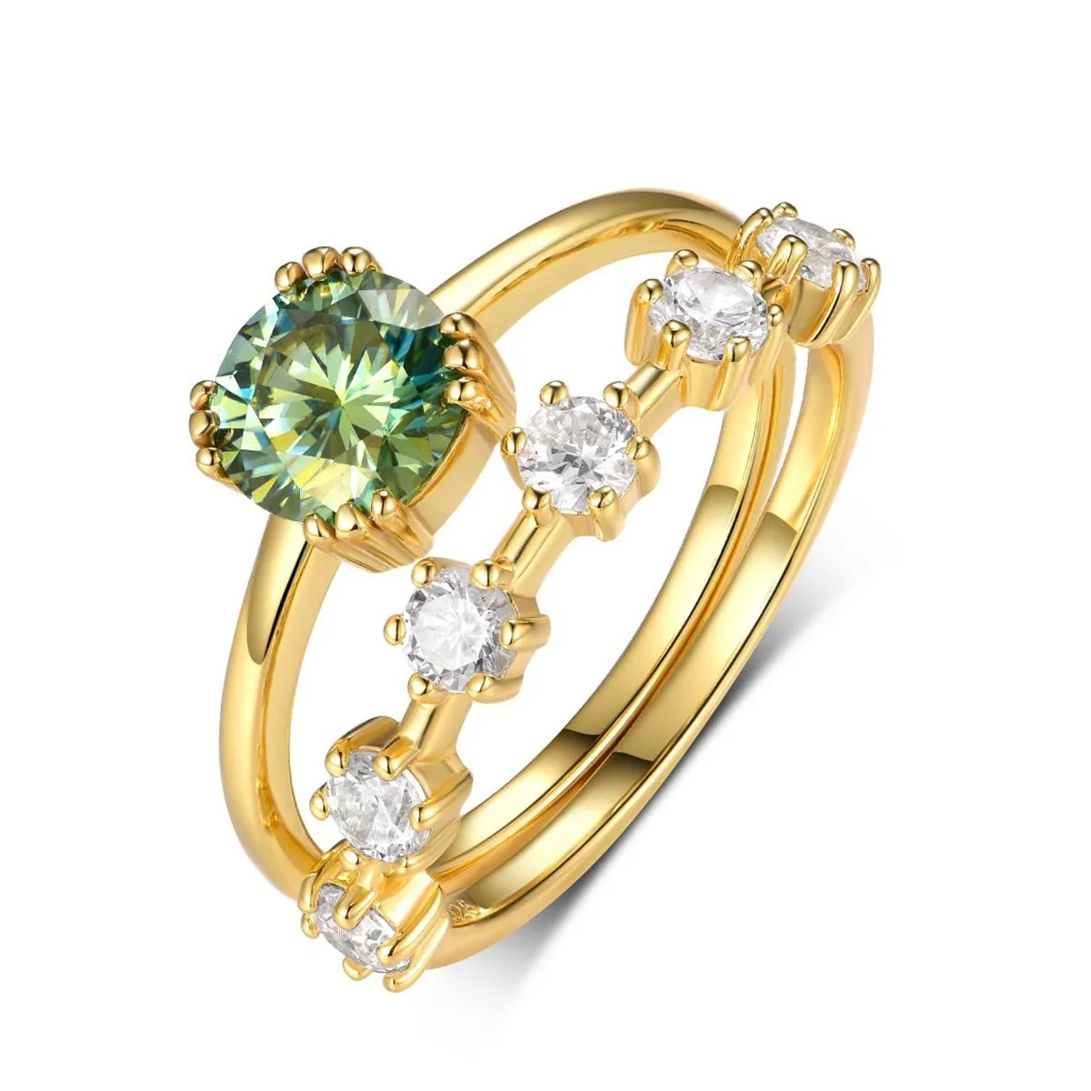 1 Carat Moissanite 925 Sterling Silver 2pcs Ring Set - Image 3