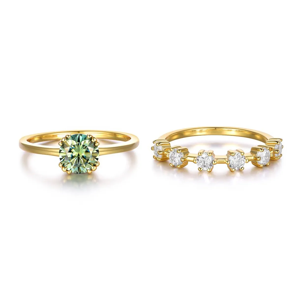 1 Carat Moissanite 925 Sterling Silver 2pcs Ring Set - Image 4