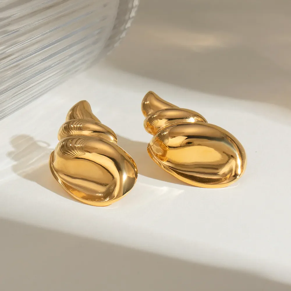 18K Gold-Plated Conch Earrings - Image 2