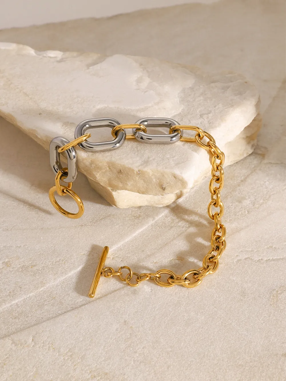 18K Gold-Plated Stainless Steel Chain Bracelet - Image 2