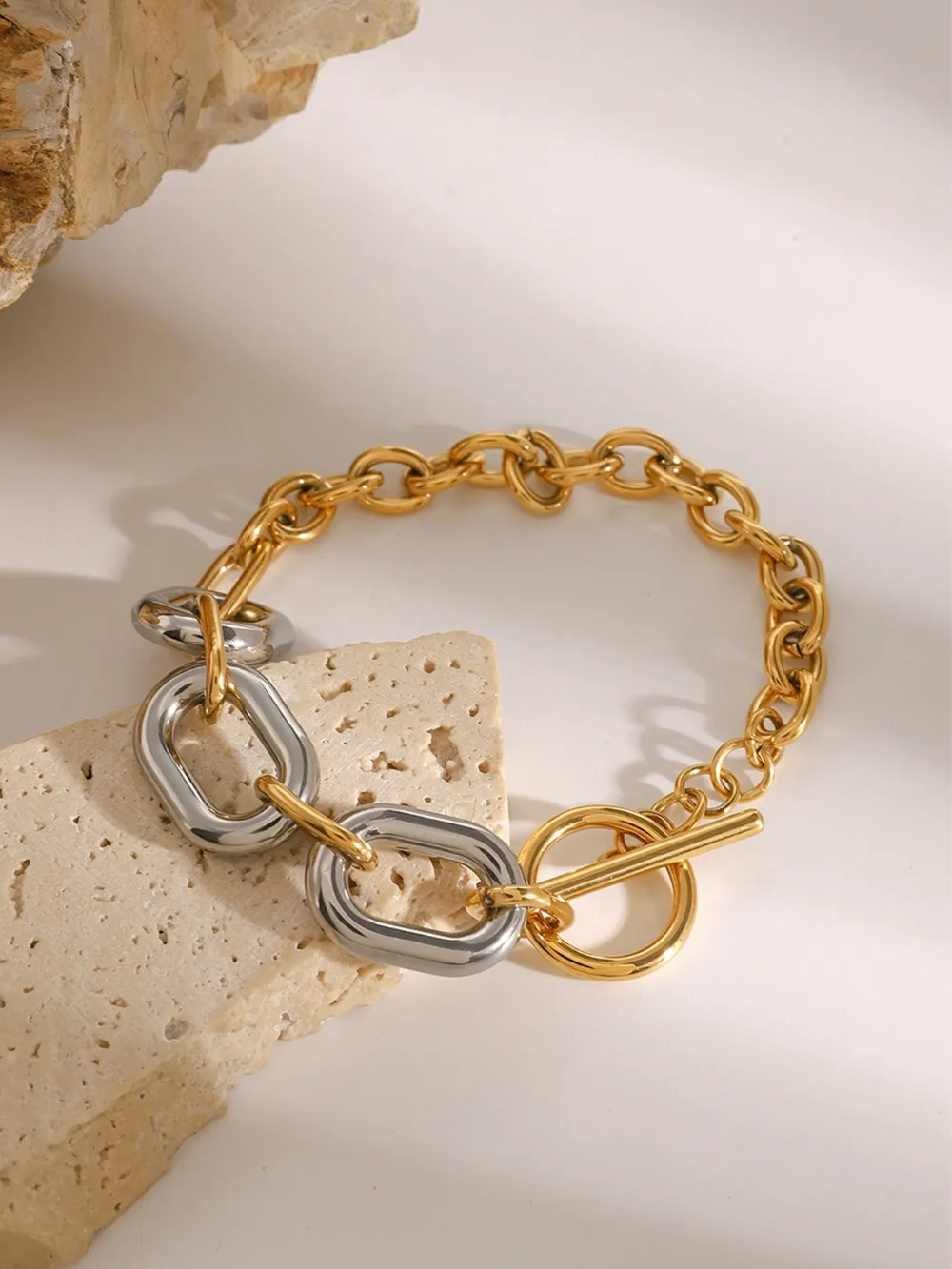 18K Gold-Plated Stainless Steel Chain Bracelet - Image 3