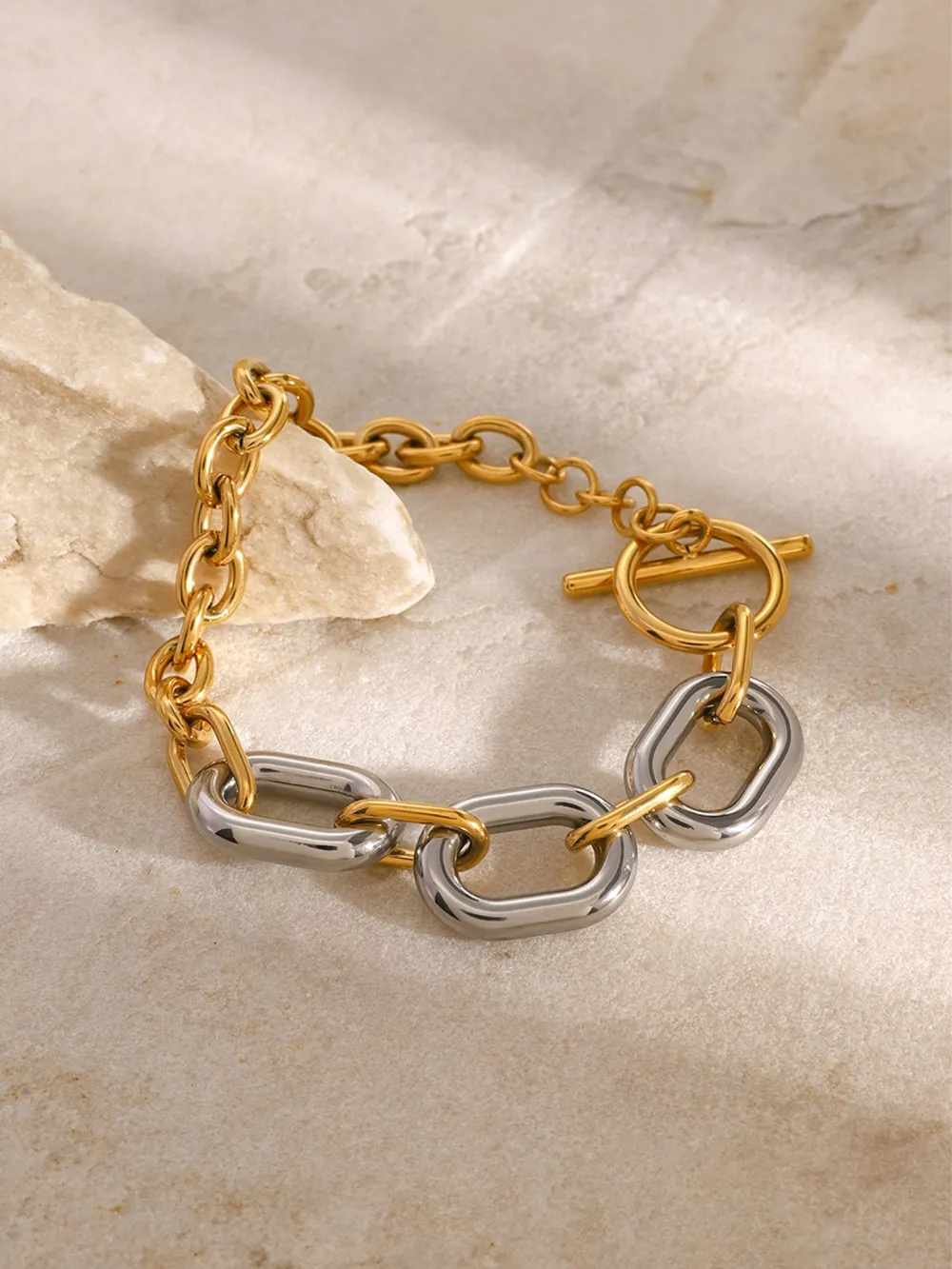 18K Gold-Plated Stainless Steel Chain Bracelet - Image 5