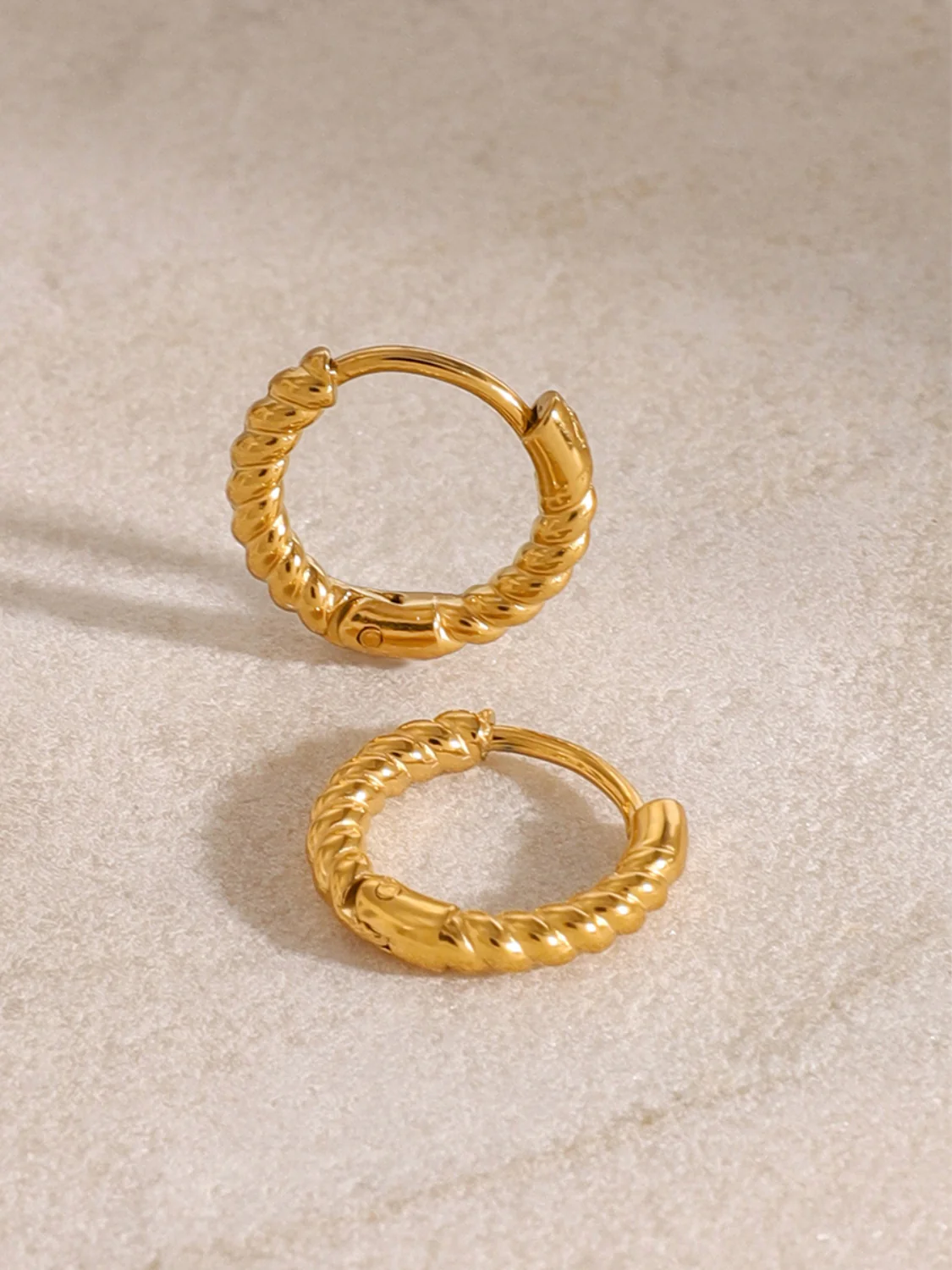 18K Gold-Plated Stainless Steel Huggie Earrings - Image 3