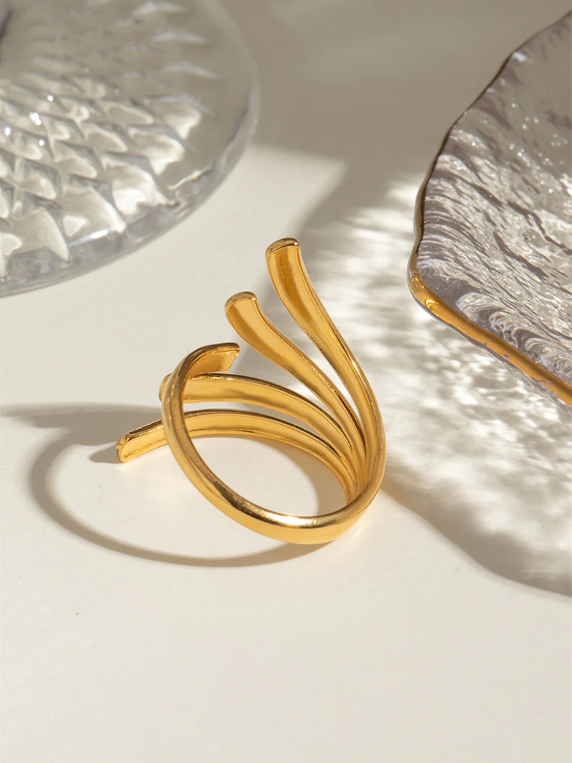 18K Gold-Plated Stainless Steel Irregular Open Ring - Image 4