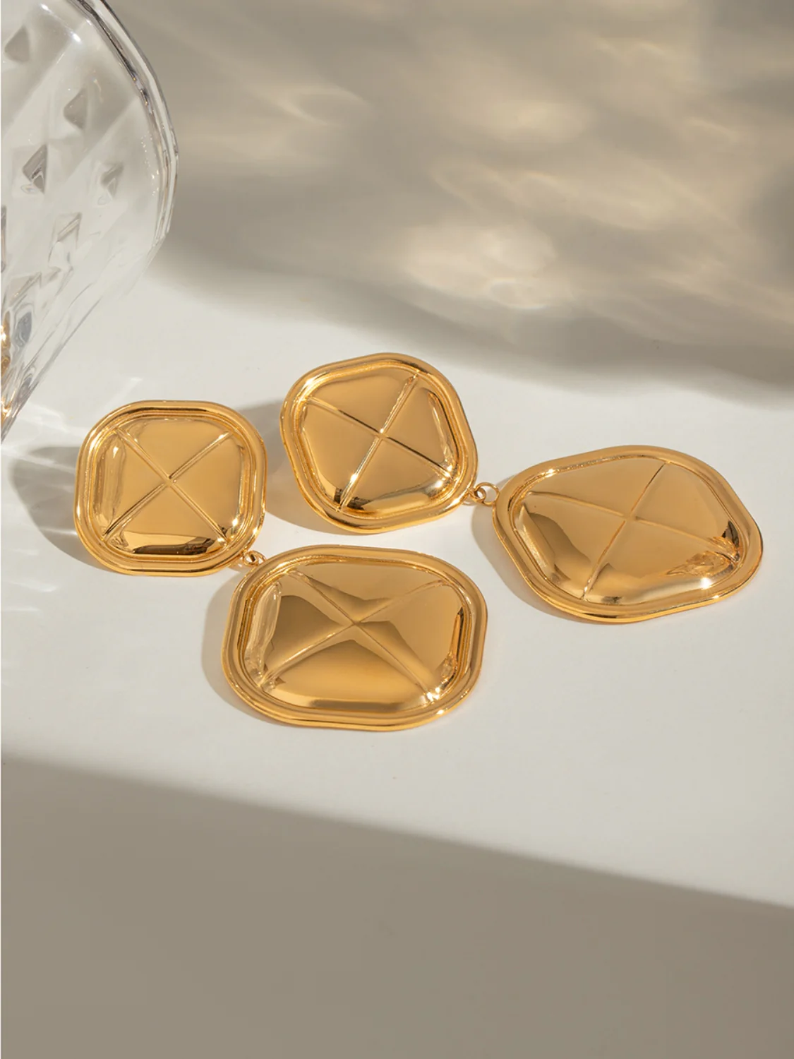 18K Gold-Plated Stainless Steel Square Earrings - Image 5
