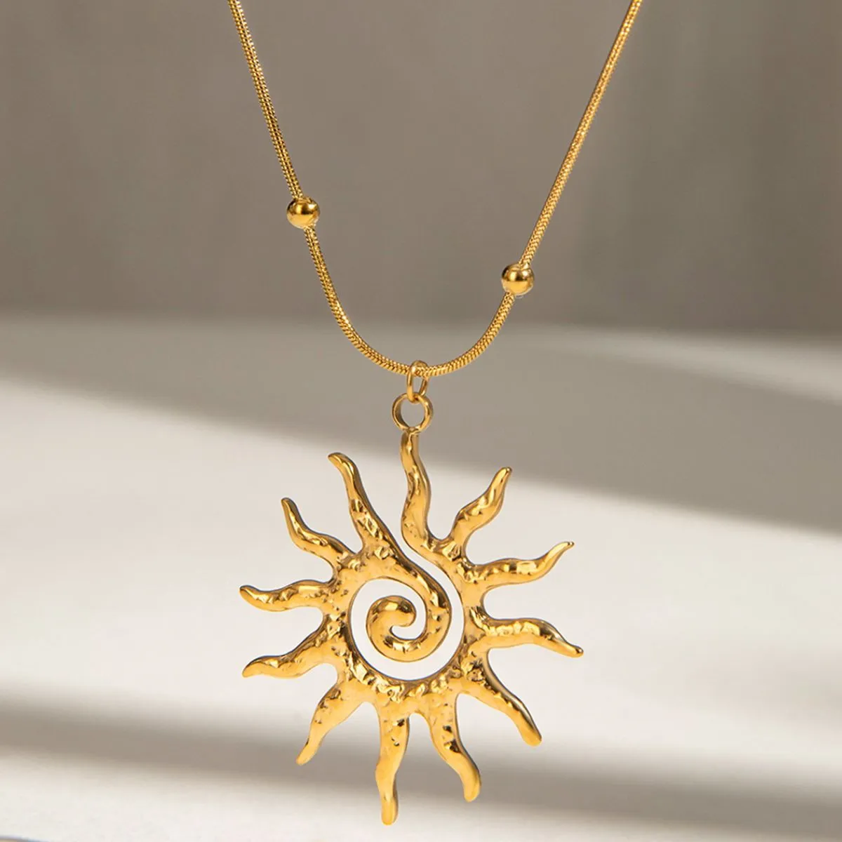 18K Gold-Plated Sun Pendant Necklace - Image 2
