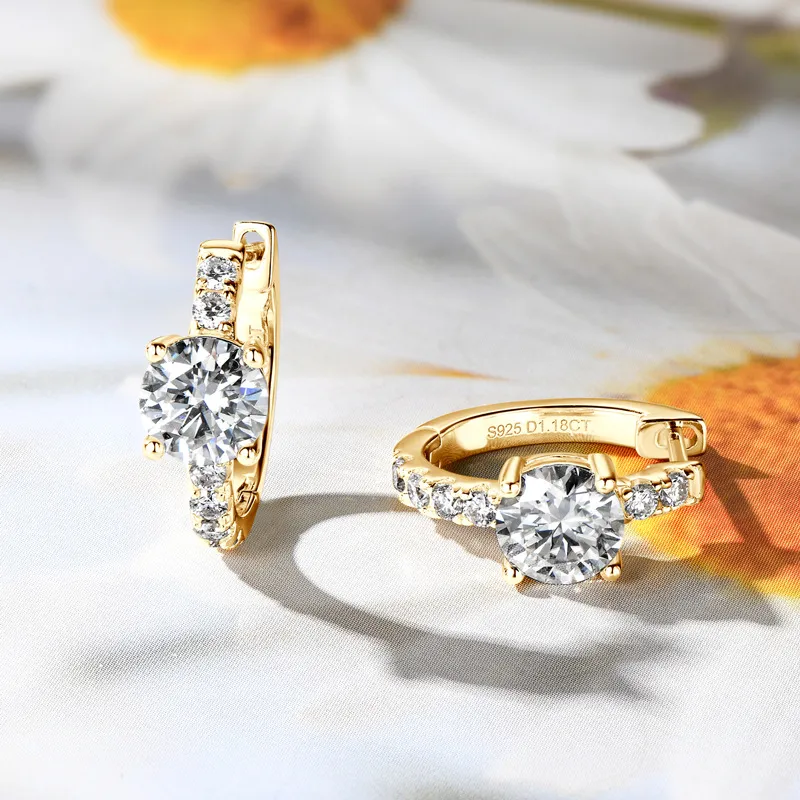 2.36 Carat Moissanite Zircon 925 Sterling Silver Hoop Earrings - Image 5
