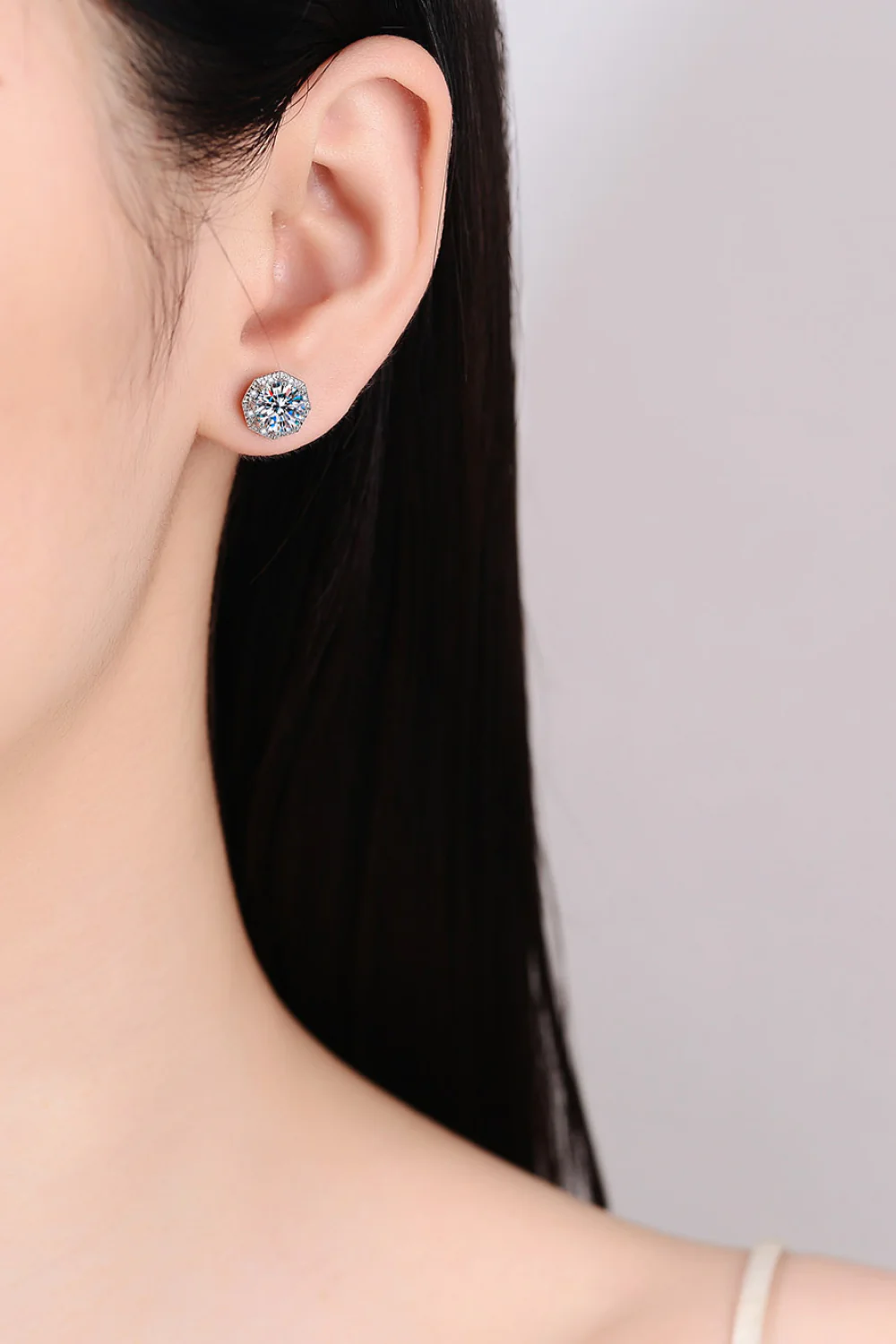 2 Carat Moissanite 925 Sterling Silver Stud Earrings - Image 2