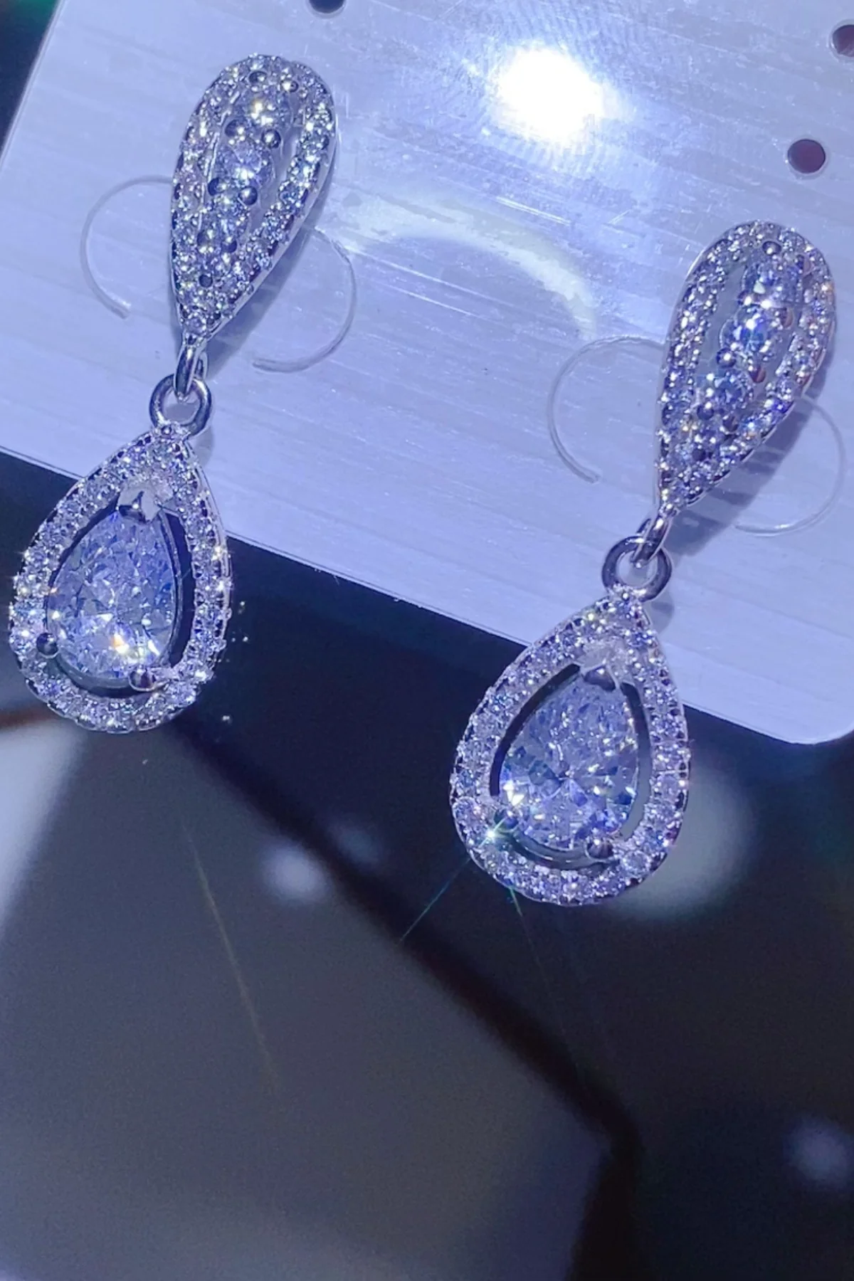 2 Carat Moissanite 925 Sterling Silver Teardrop Earrings - Image 3