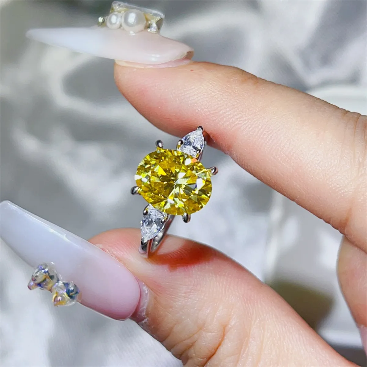 3 Carat Moissanite 925 Sterling Silver Ring - Image 2