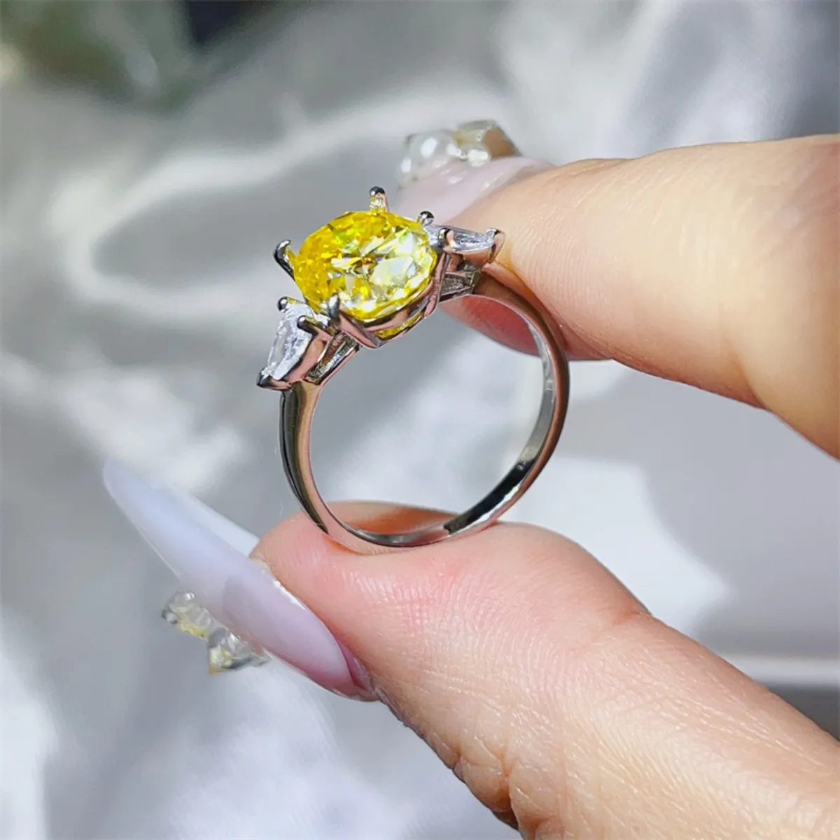3 Carat Moissanite 925 Sterling Silver Ring - Image 3