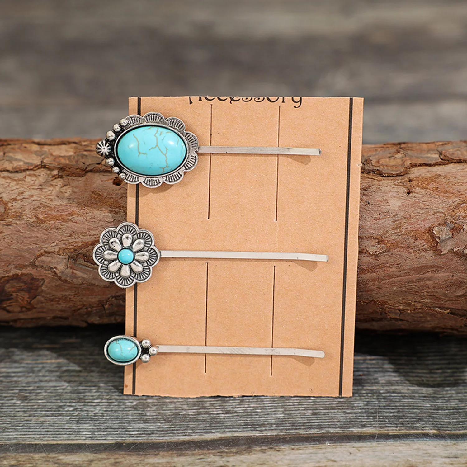 3 PCS/Set Artificial Turquoise Hair Pins - Image 3