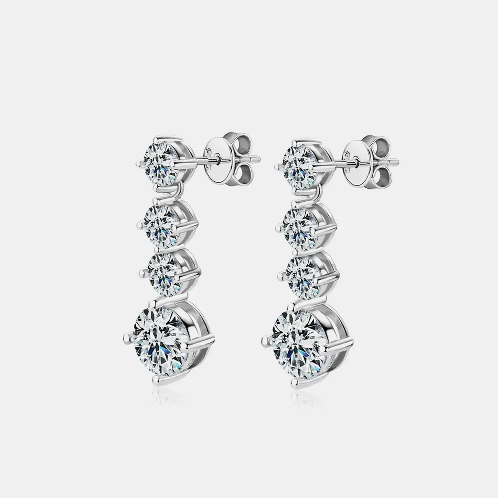 4 Carat Moissanite 925 Sterling Silver Earrings - Image 4