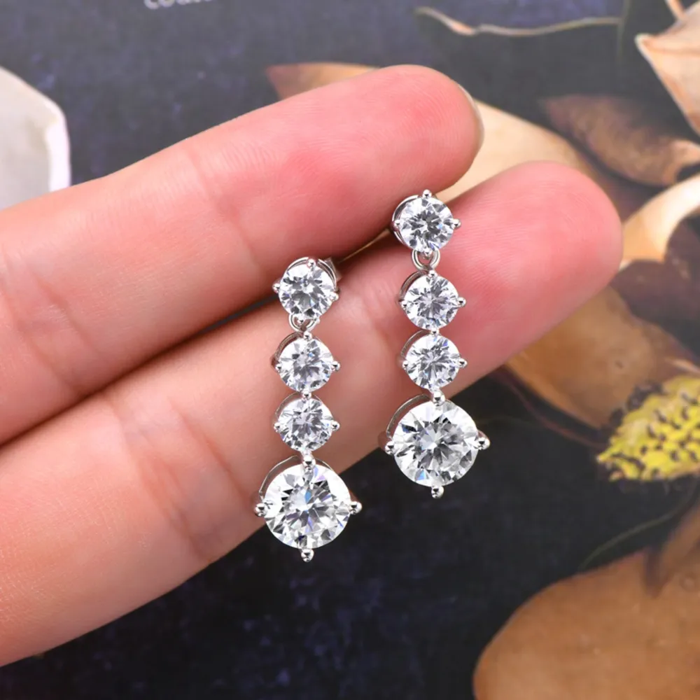4 Carat Moissanite 925 Sterling Silver Earrings - Image 7