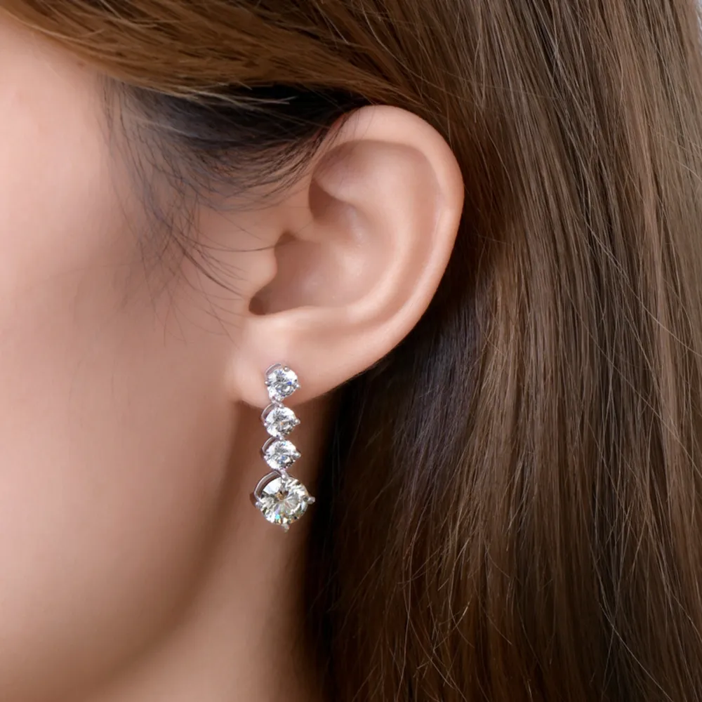 4 Carat Moissanite 925 Sterling Silver Earrings - Image 9