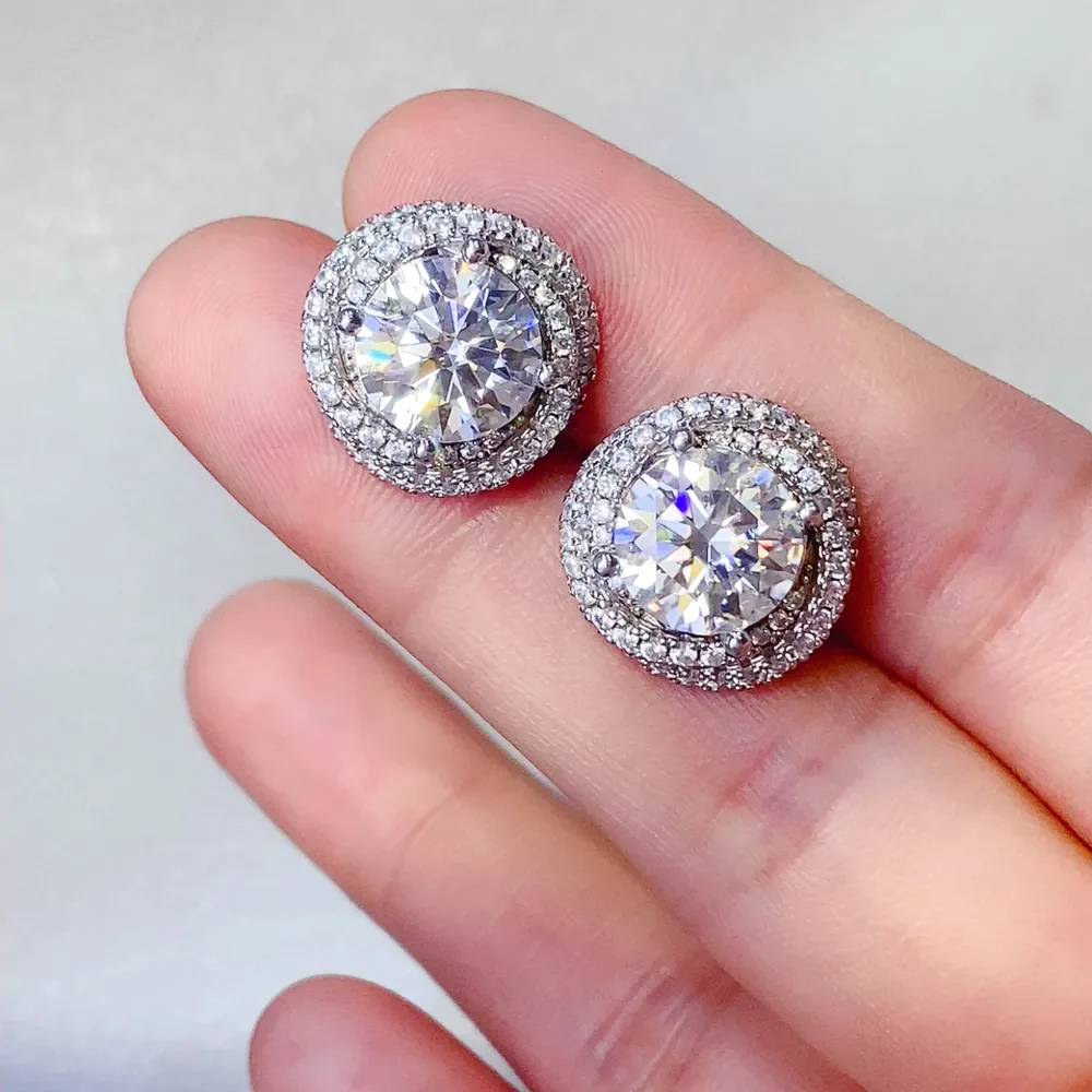 6 Carat Moissanite 925 Sterling Silver Earrings - Image 6
