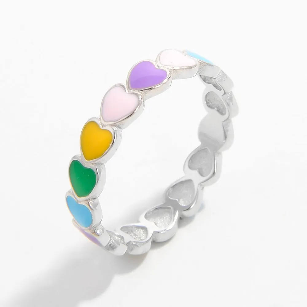 925 Sterling Silver Drip Oil Heart Ring - Image 2