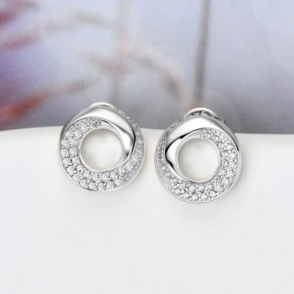 925 Sterling Silver Inlaid Moissanite Stud Earrings - Image 6