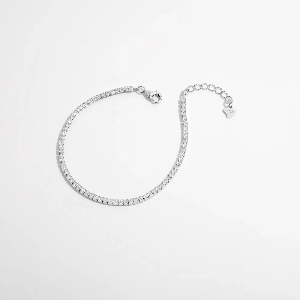 925 Sterling Silver Inlaid Zircon Bracelet - Image 2