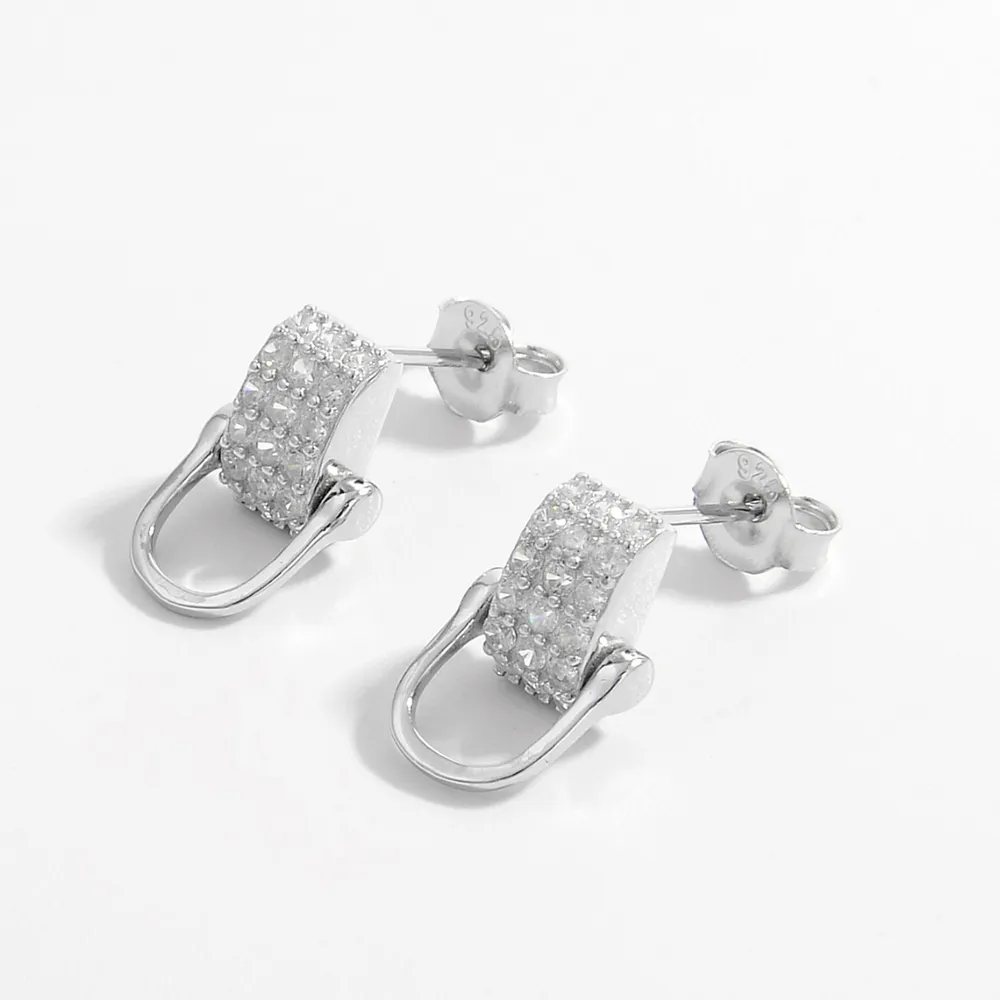 925 Sterling Silver Inlaid Zircon Earrings - Image 2