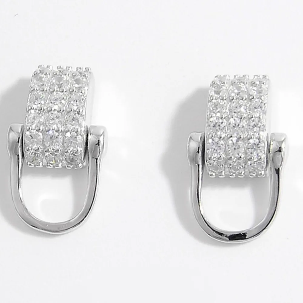 925 Sterling Silver Inlaid Zircon Earrings - Image 4
