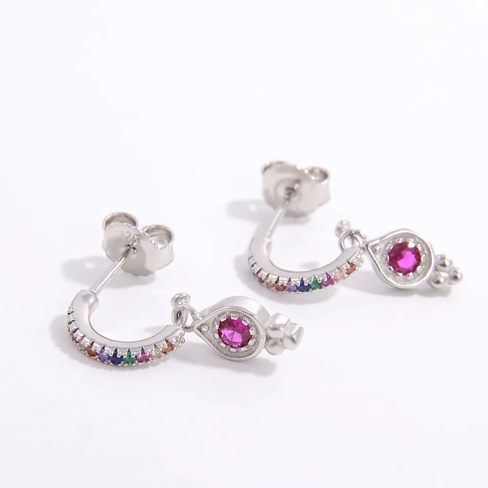 925 Sterling Silver Inlaid Zircon Earrings - Image 3