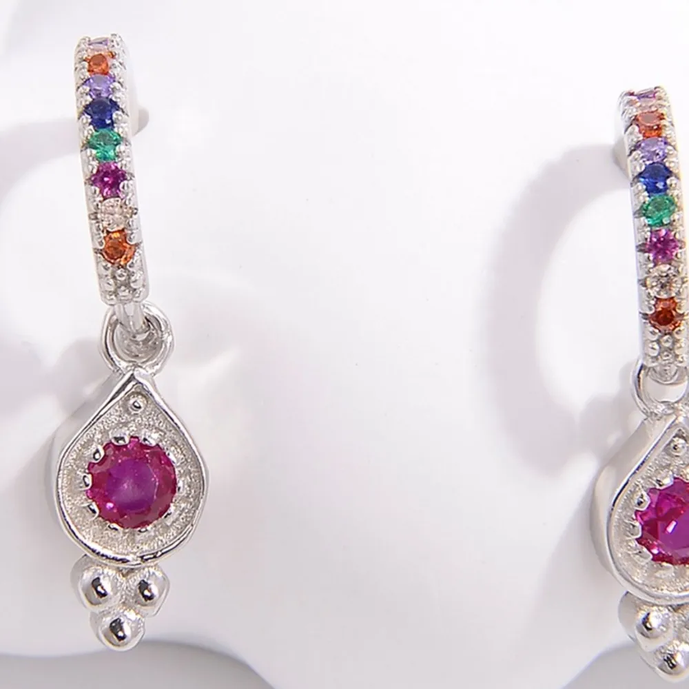 925 Sterling Silver Inlaid Zircon Earrings - Image 4