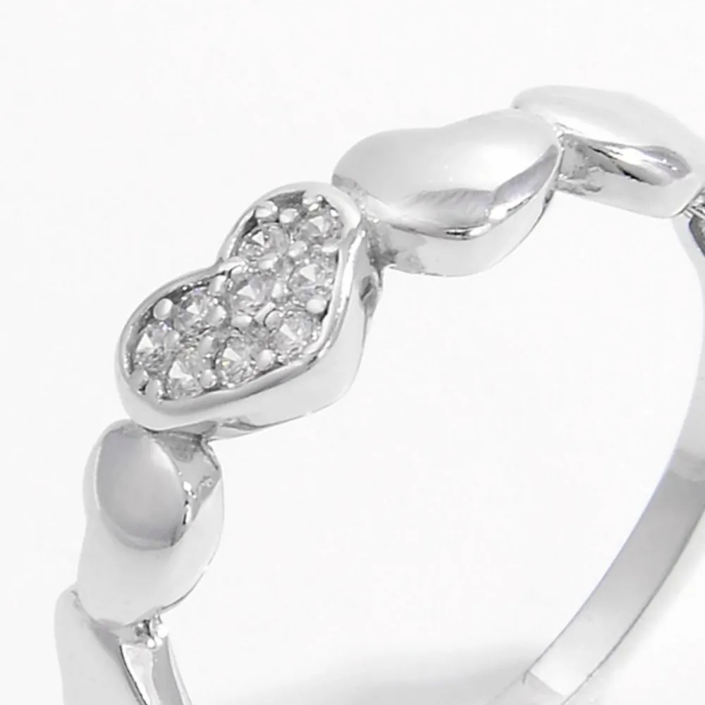 925 Sterling Silver Inlaid Zircon Heart Ring - Image 4