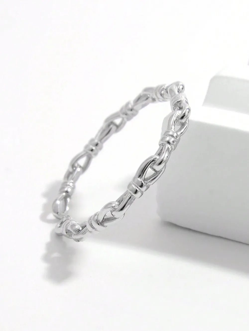 925 Sterling Silver Knot Shape Open Ring - Image 2