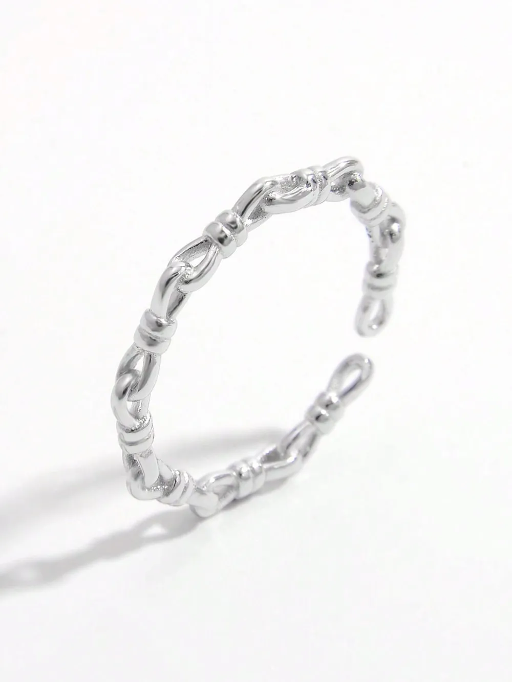 925 Sterling Silver Knot Shape Open Ring - Image 3