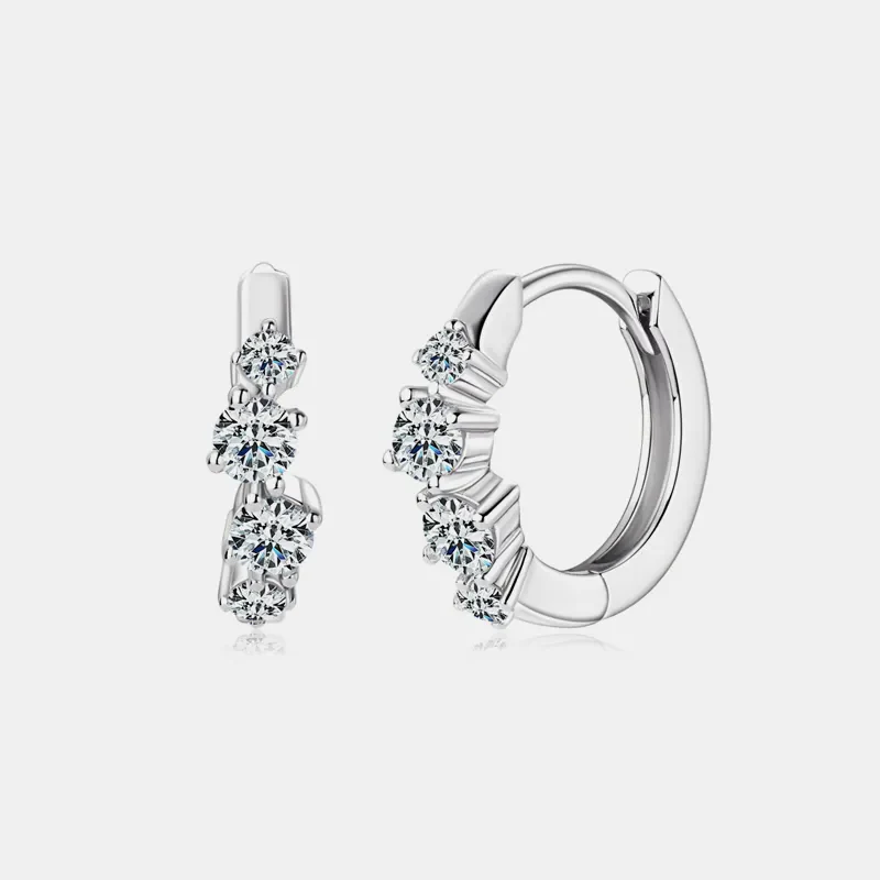 925 Sterling Silver Moissanite Huggie Earrings - Image 7