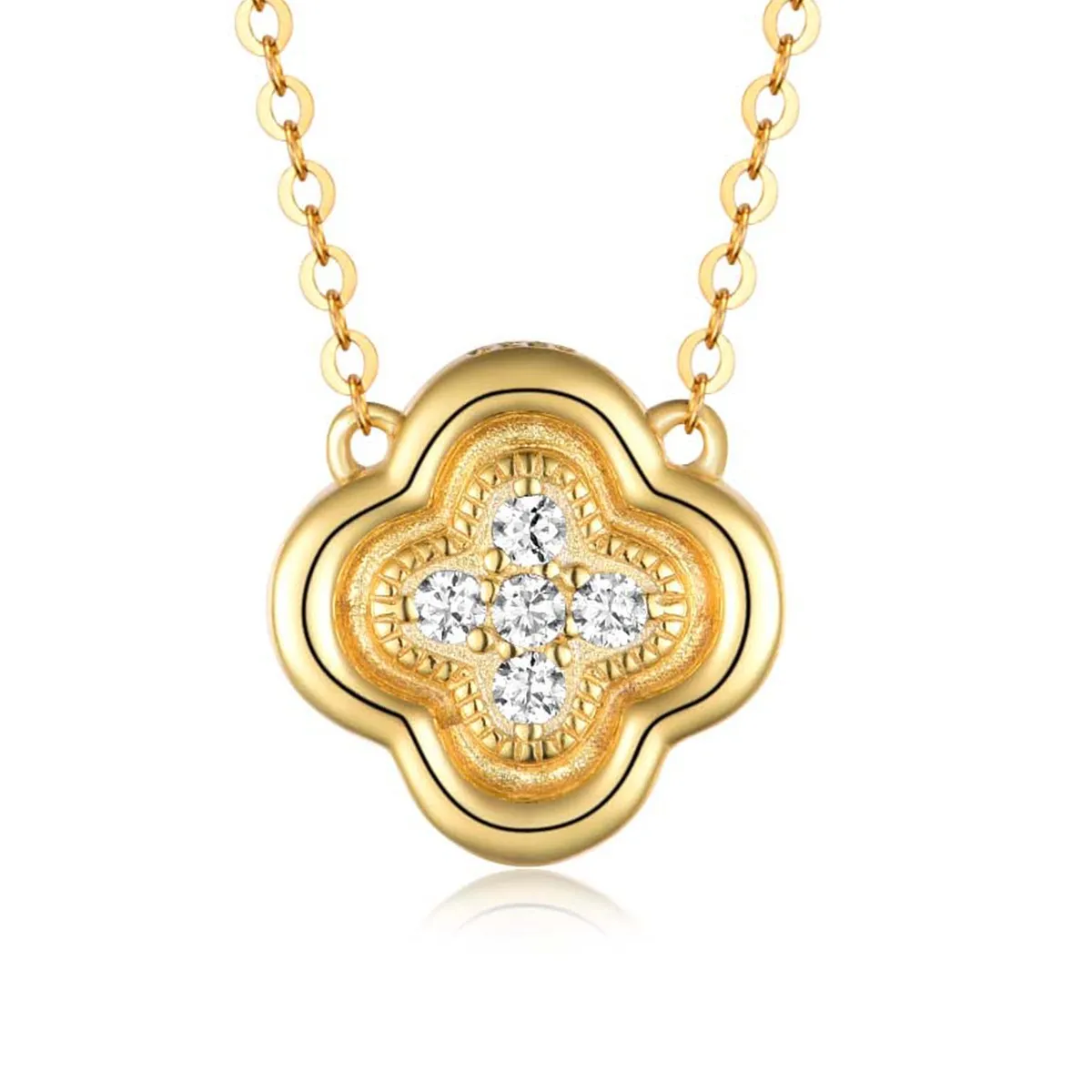 925 Sterling Silver Moissanite Leaf Clover Necklace - Image 4