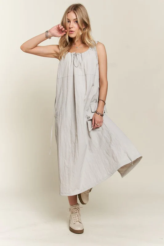 ADORA Drawstring Slit Back Cargo Dress - Image 5