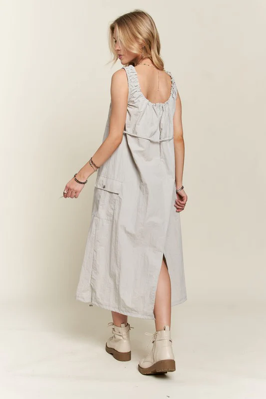 ADORA Drawstring Slit Back Cargo Dress - Image 6