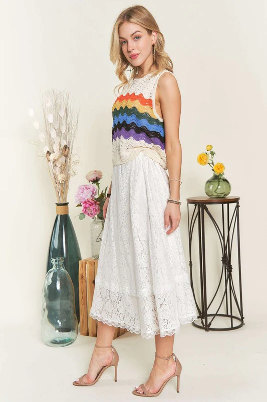 ADORA Elastic Waist Lace Midi Skirt - Image 5