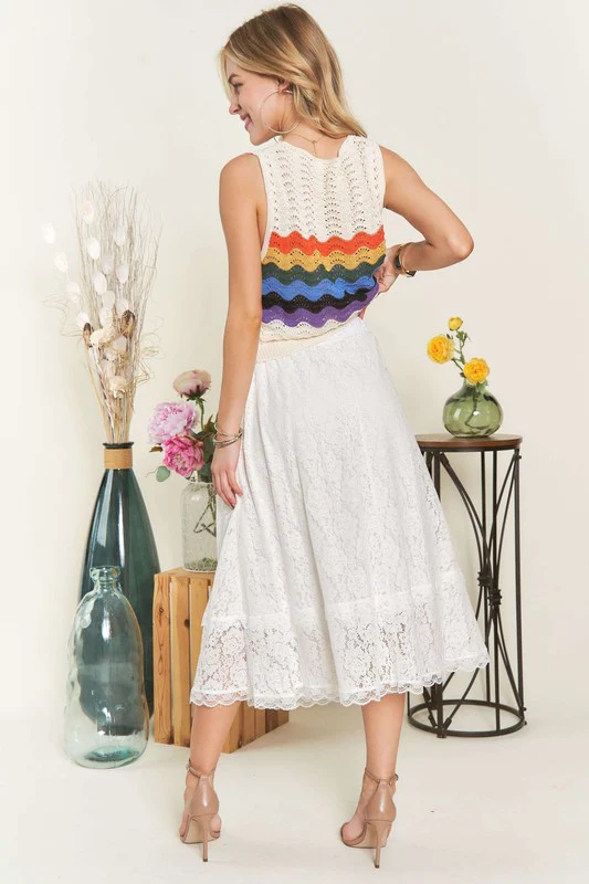 ADORA Elastic Waist Lace Midi Skirt - Image 6
