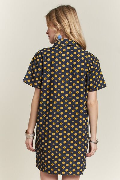ADORA Floral Button-Up Mini Denim Dress - Image 4