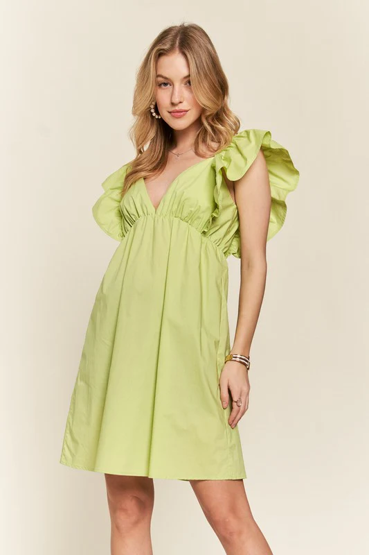 ADORA Smocked Back Ruffled Cap Sleeve Babydoll Dress - Image 2