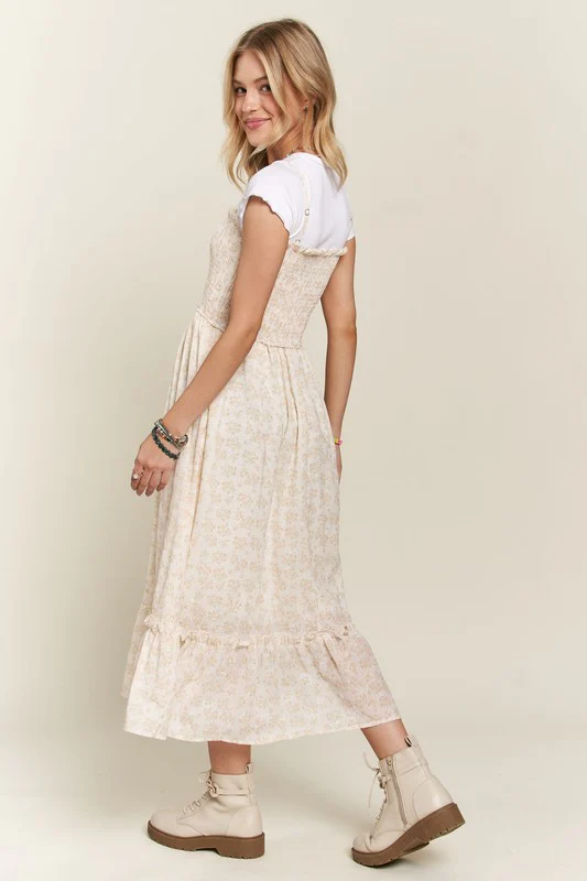 ADORA Smocked Floral Ruffled Hem Cami Dress - Image 4