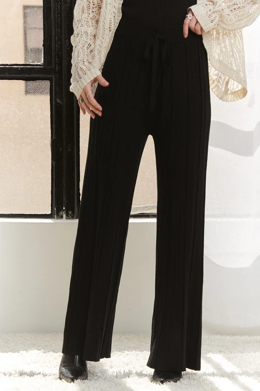 ADORA Tied Wide Leg Knit Pants - Image 2