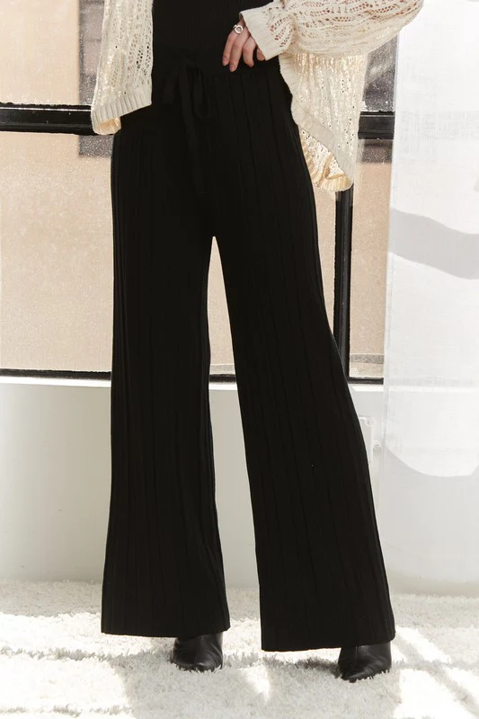 ADORA Tied Wide Leg Knit Pants - Image 3