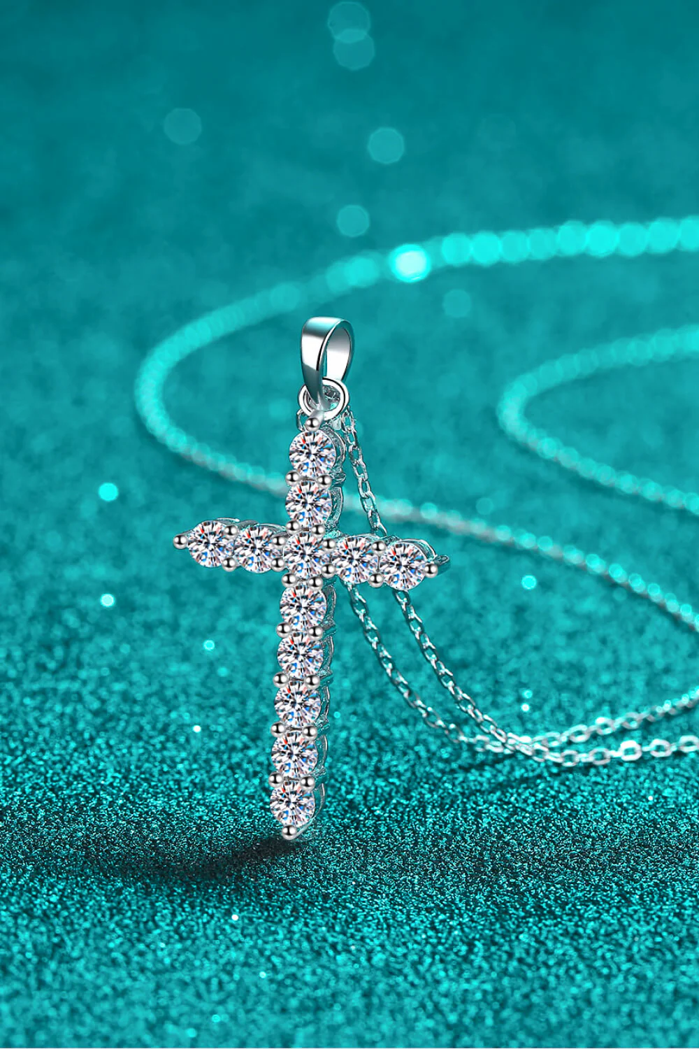 Adored 925 Sterling Silver Cross Moissanite Necklace - Image 4