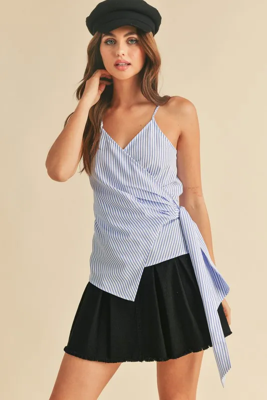 Aemi + Co Side Knotted Surplice Striped Cami - Image 2