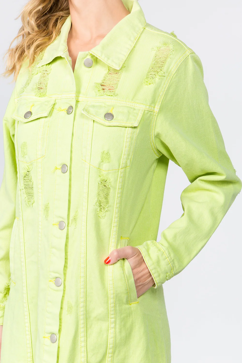 American Bazi Button Up Distressed Denim Dress - Image 5