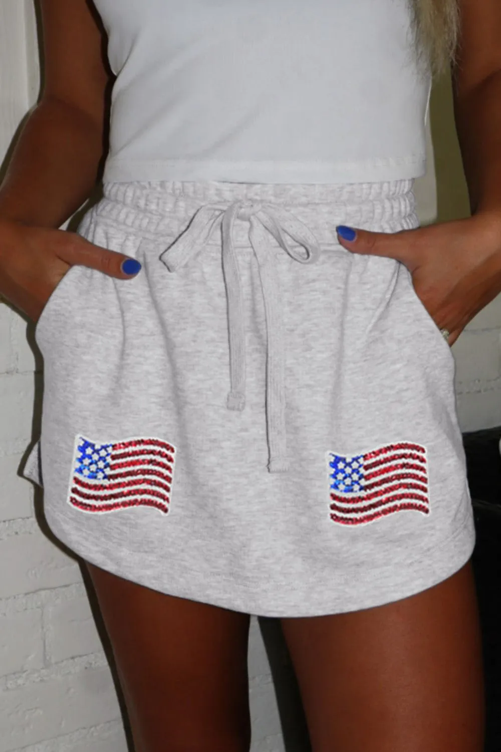 American Flag Embroidered Drawstring Casual Skirt - Image 2