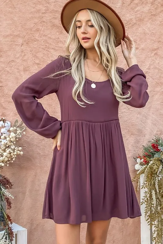 And The Why Back Lace Button Down Detail Bell Sleeve Dress - Image 4
