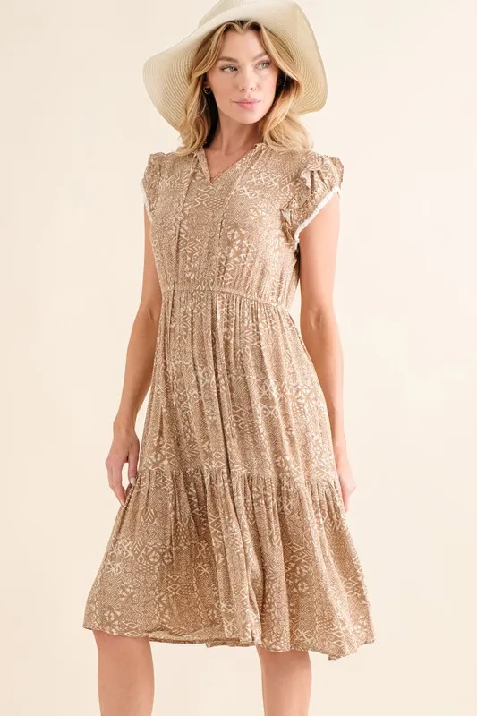 And The Why Boho Printed Tiered Maxi Dress