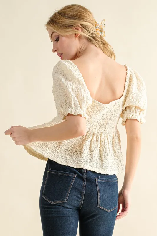 And The Why Lovely Textured and Smocked Top - Image 3